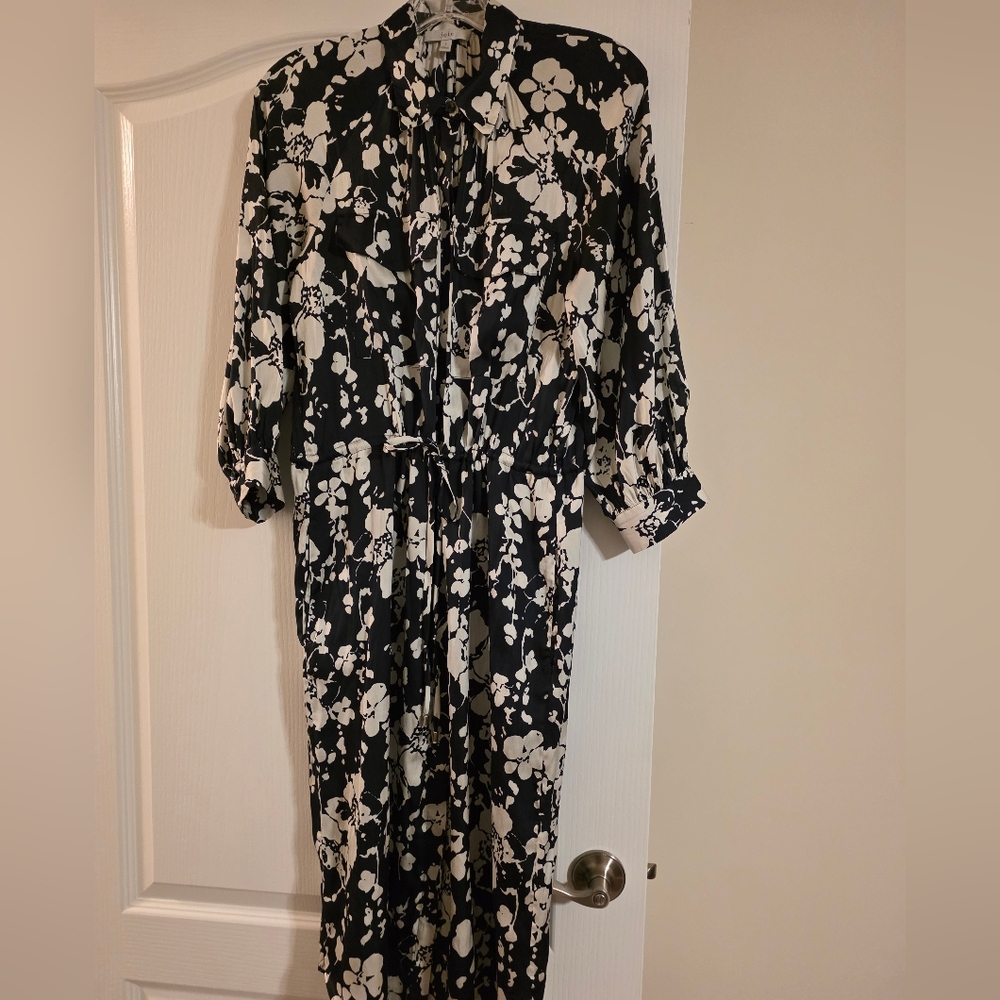 Joie Woman Navy Silk Like Button Print Dress, Size, S - Picture 4 of 14